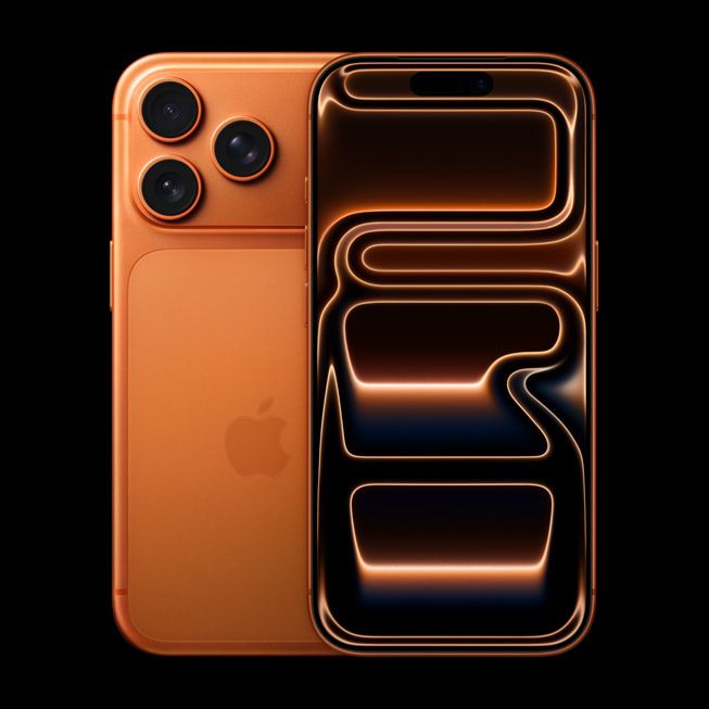 Front and back view of iPhone 17 Pro devices from Apple Newsroom